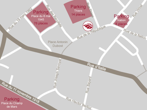 Carte géographique de la zone où est situé Champs Libres